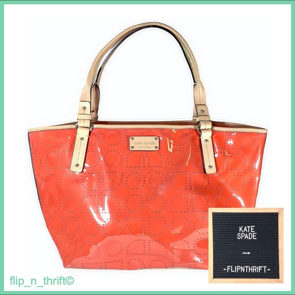 ♠️KATE SPADE Orange Geometric Patterned Bag - Picture 1 of 7